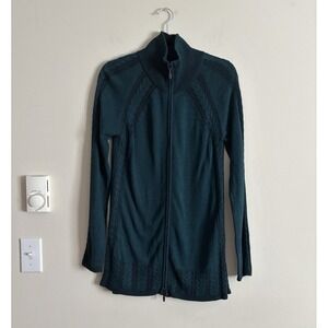 Indigenous Organic Fair Trade Sweater‎ Womens Medium Teal Green Cotton Boho